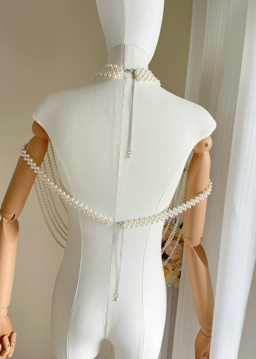Bieauli belts Boho Faux Pearls Shoulders Statement Tassel Chain Body Jewellery