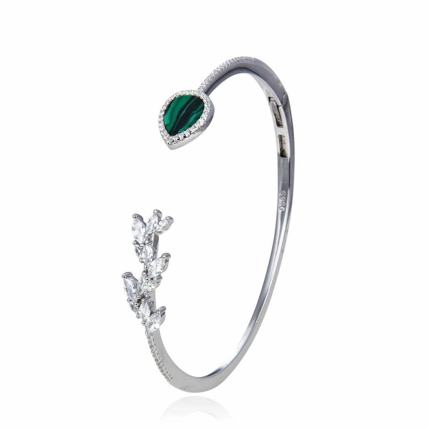 Bieauli Bracelet White Gold with Green Stone Gold Teardrop Bracelet