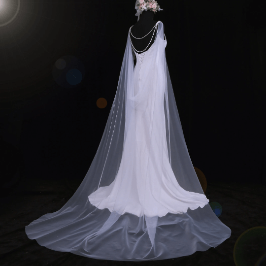 Bieauli Bridal wedding veil ,Modern bridal backless veil with pearl chain