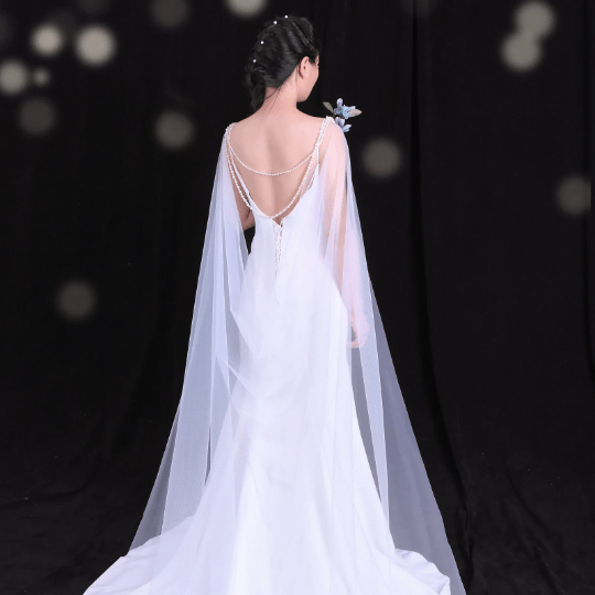 Bieauli Bridal wedding veil ,Modern bridal backless veil with pearl chain