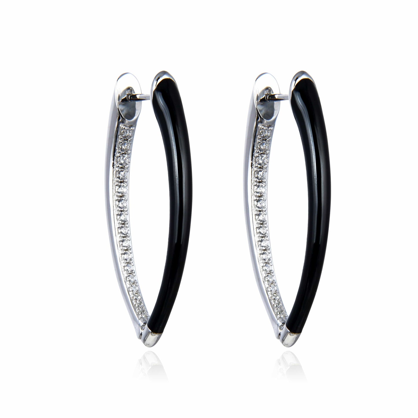 Bieauli Earrings black Gold Oval Earrings Large Earrings