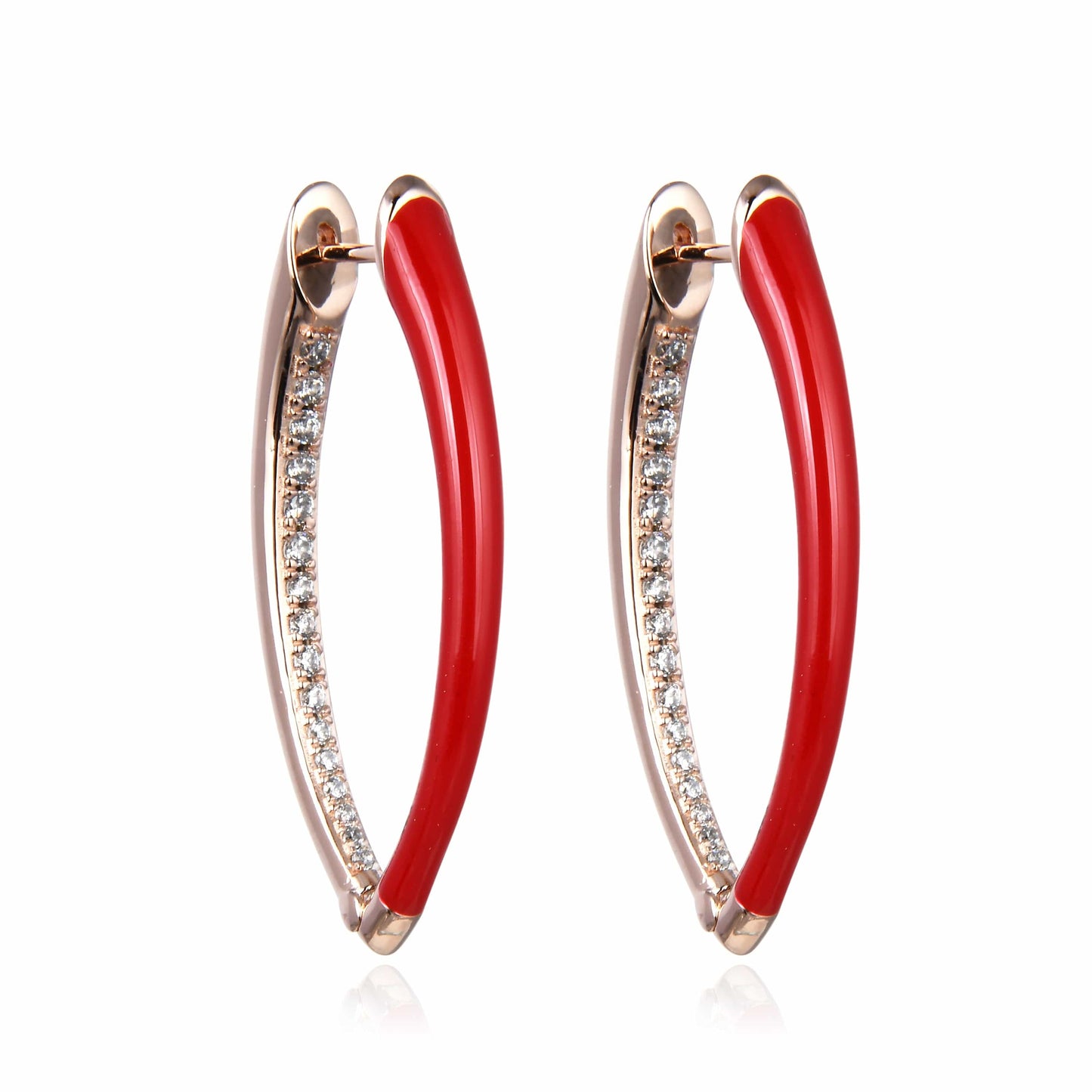 Bieauli Earrings red Gold Oval Earrings Large Earrings