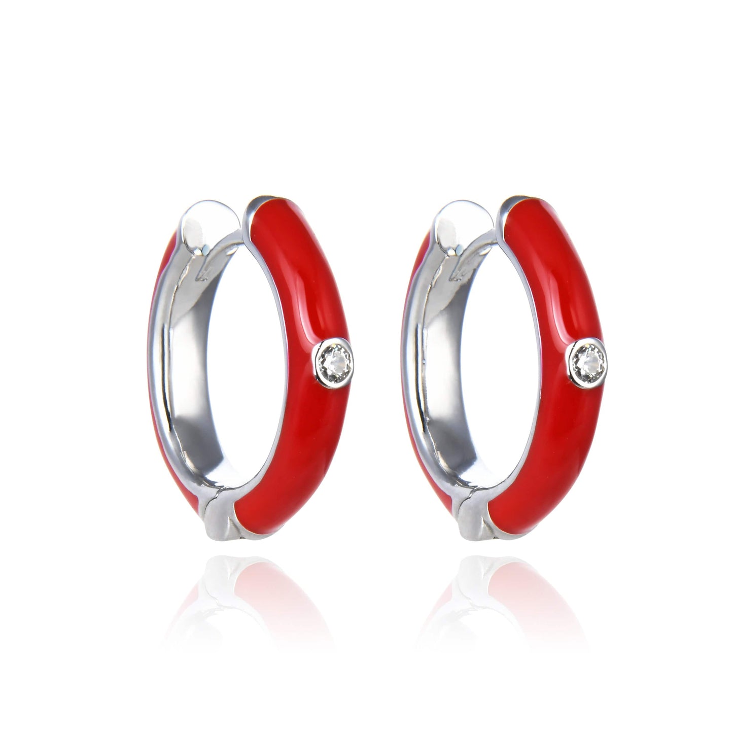 Bieauli Earrings red Sterling Silver Round Earrings