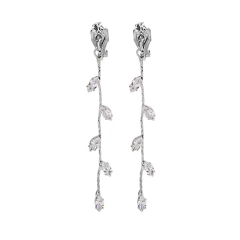 Bieauli Jewellery London Earrings 925 Sterling Silver plated Crystal Leaf Tassel Drop Earrings
