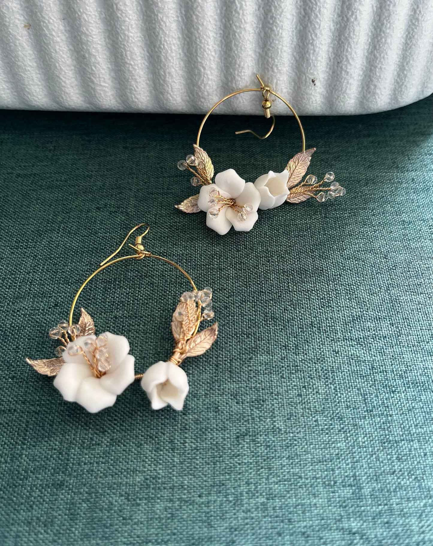 Bieauli Jewellery London Earrings Bridal Earrings, Polymer Clay Earrings, Flower Earrings, Wedding Earrings, Boho Hoop Earrings, Bride Earrings