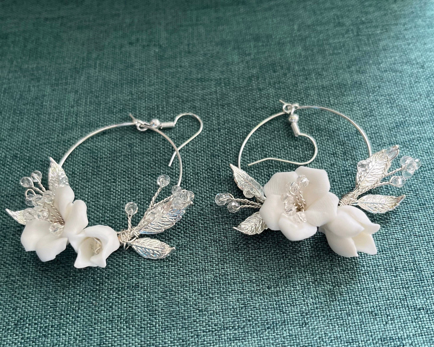 Bieauli Jewellery London Earrings Bridal Earrings, Polymer Clay Earrings, Flower Earrings, Wedding Earrings, Boho Hoop Earrings, Bride Earrings