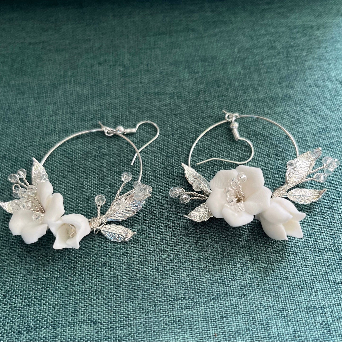 Bieauli Jewellery London Earrings Bridal Earrings, Polymer Clay Earrings, Flower Earrings, Wedding Earrings, Boho Hoop Earrings, Bride Earrings