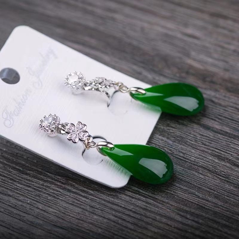 Bieauli Jewellery London Earrings Silver Natural Jasper Water Drop S925 Silver Earrings