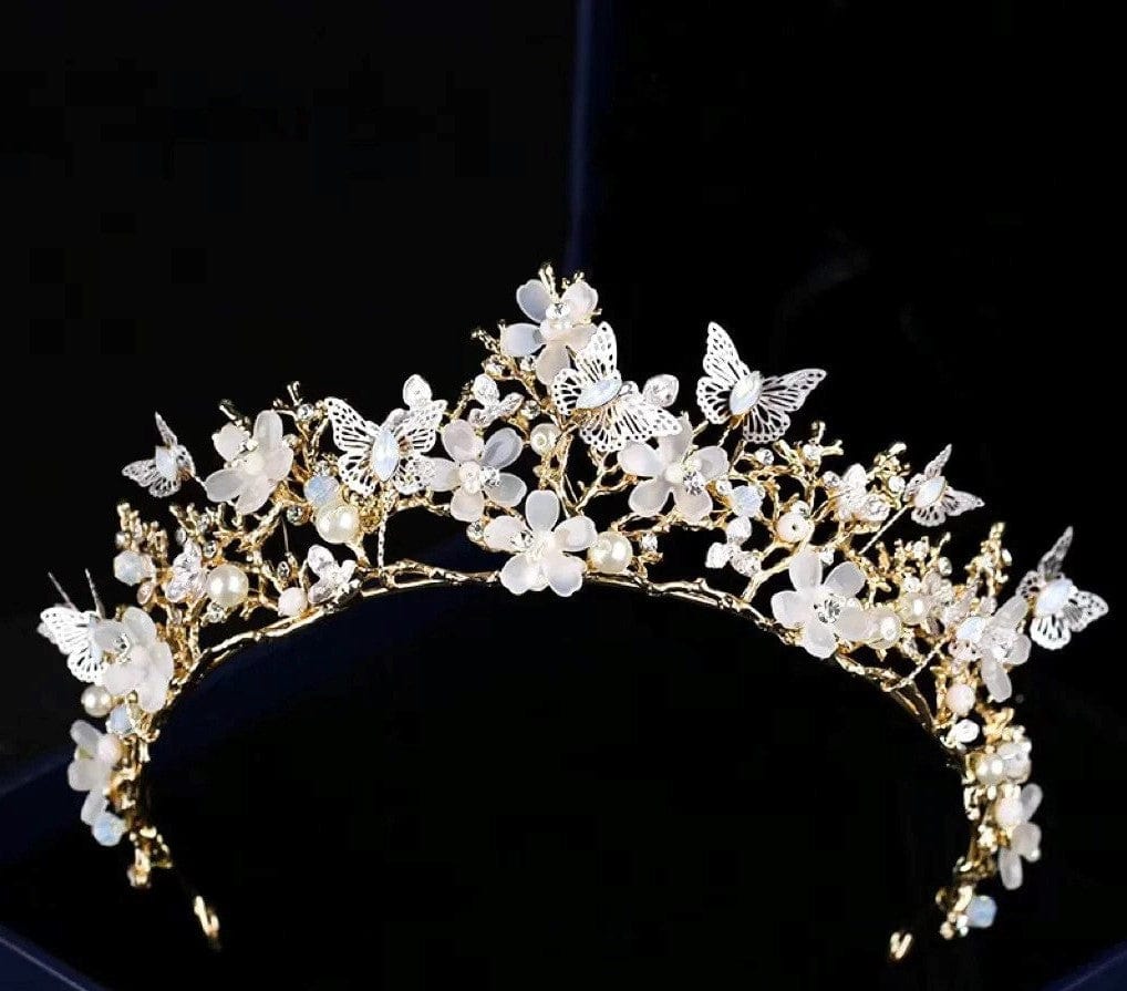 Bieauli Jewellery London hair accessories Butterfly Flower Crystal Crown