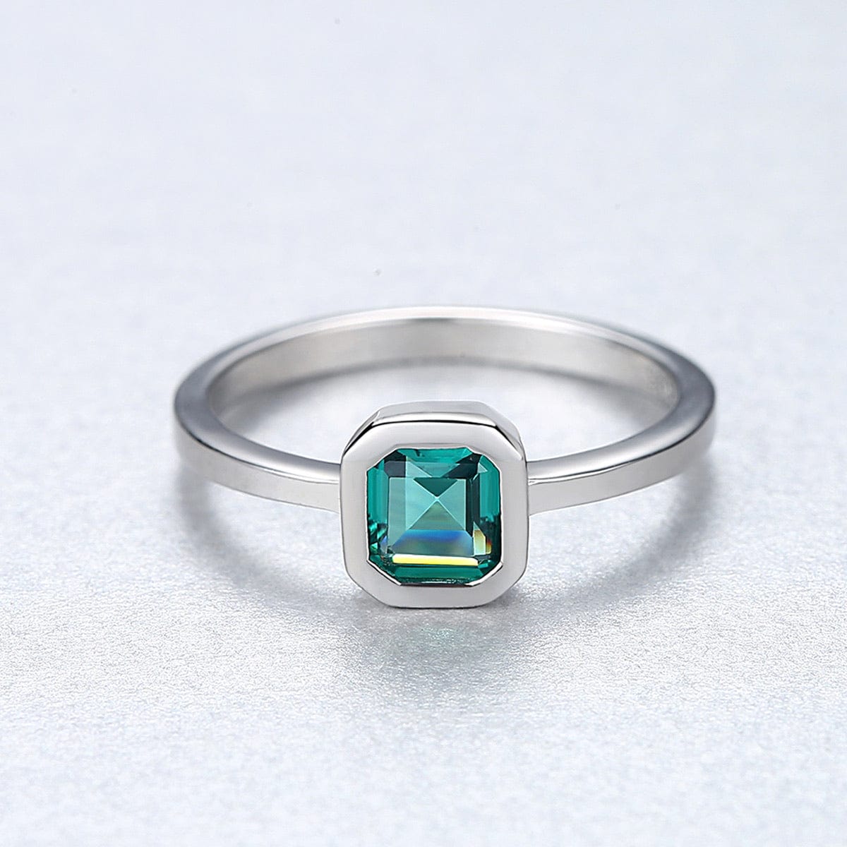Bieauli Jewellery London Ring Gold and Sterling Silver Emerald Ring with Silver Band