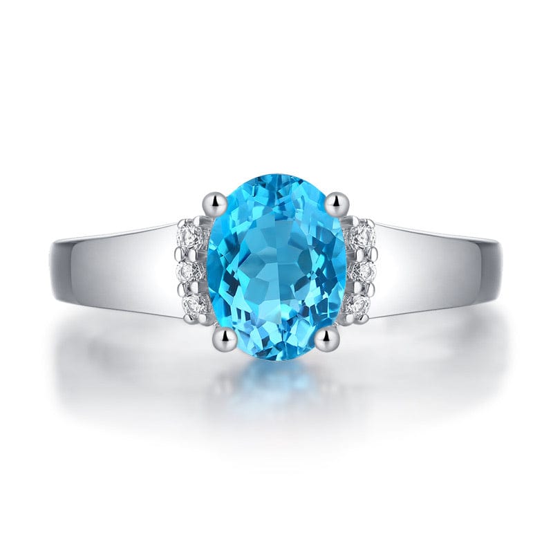 Bieauli Jewellery London Ring Oval Blue Topaz Engagement Ring