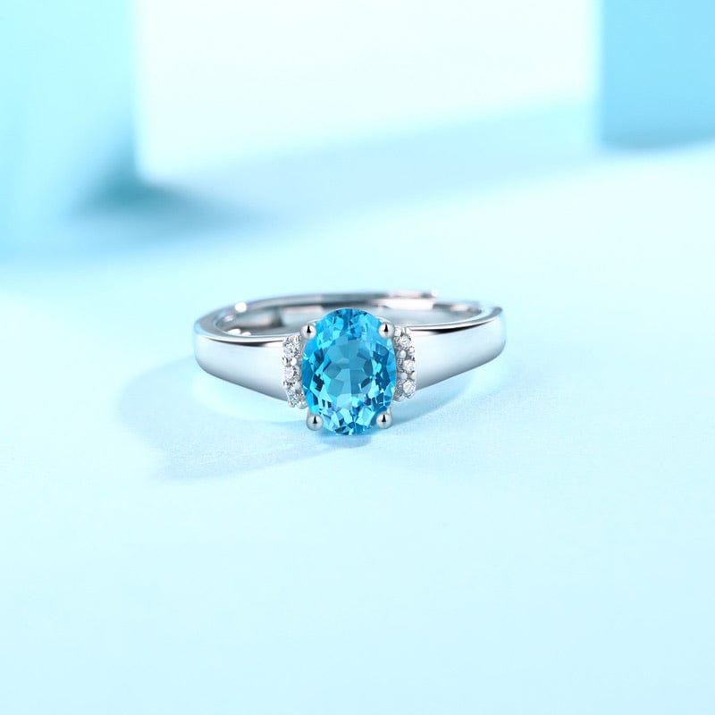 Bieauli Jewellery London Ring Oval Blue Topaz Engagement Ring