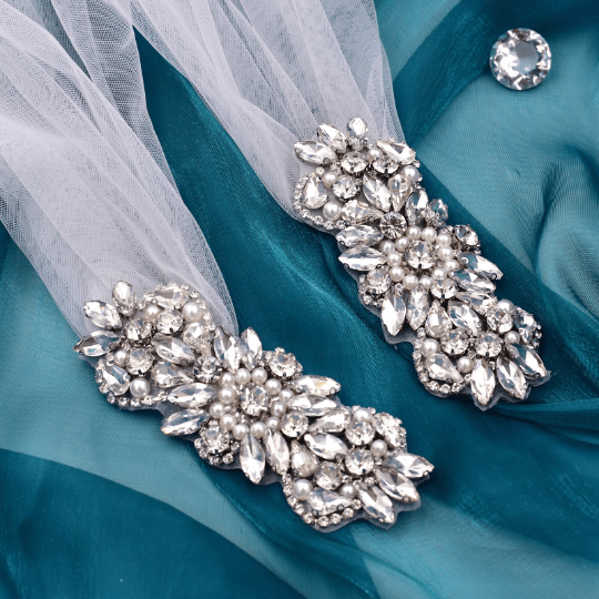 Bieauli Pearl & Rhinestone Wedding Cape Veil, Bridal Cape Veil