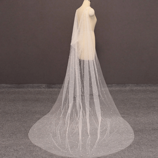 Bieauli Shoulder Jewelry Pearl Cape Veil,Bridal Wedding Veil,Long Cape