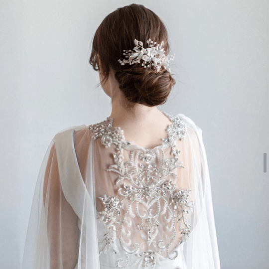 Bieauli veil Rhinestone Appliqué Bridal Cape Veil ,Modern Wedding Cape Veil