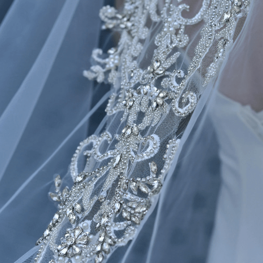 Bieauli veil Rhinestone Appliqué Bridal Cape Veil ,Modern Wedding Cape Veil