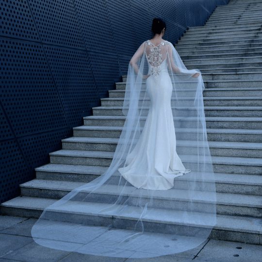 Bieauli veil Rhinestone Appliqué Bridal Cape Veil ,Modern Wedding Cape Veil