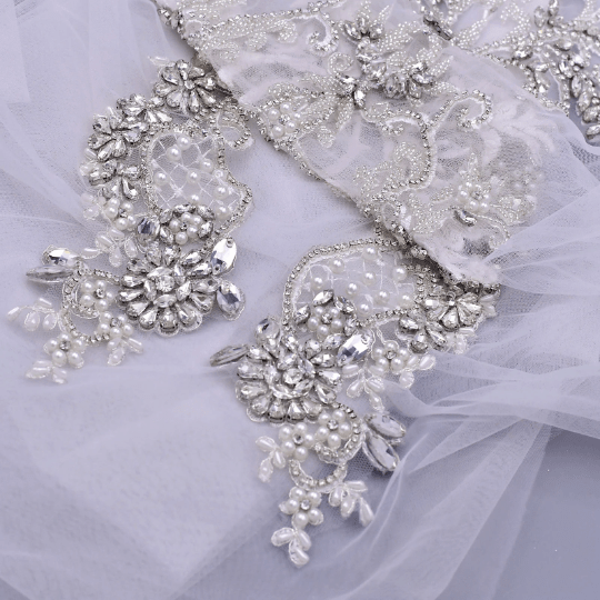 Bieauli veil Rhinestone Appliqué Bridal Cape Veil ,Modern Wedding Cape Veil