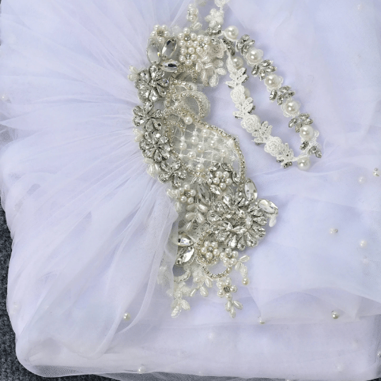 Bieauli veil white Wedding Cape Veil with Pearl & Rhinestone, 3M Bridal Cape Veil