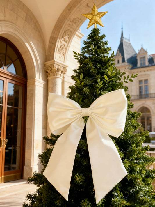Satin Christmas Tree Bow, Customizable Color/Size/Style, Large White Bow for Christmas Decoration, Personalized Holiday Bow Ornament