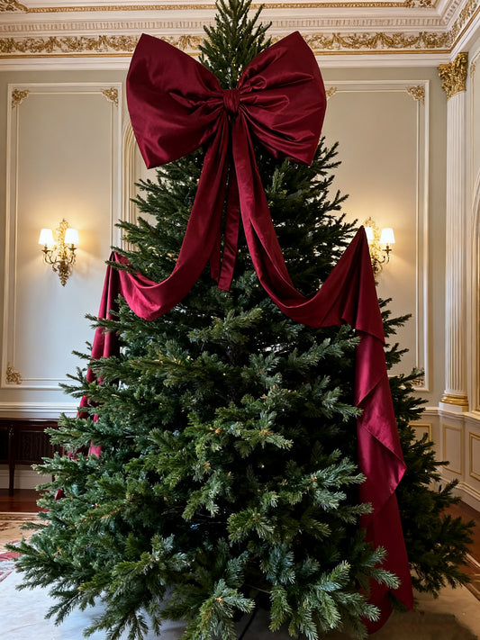 Vintage Red Satin-like Christmas Bow: Delicate Texture, Versatile for Christmas Tree & Gift Wrapping