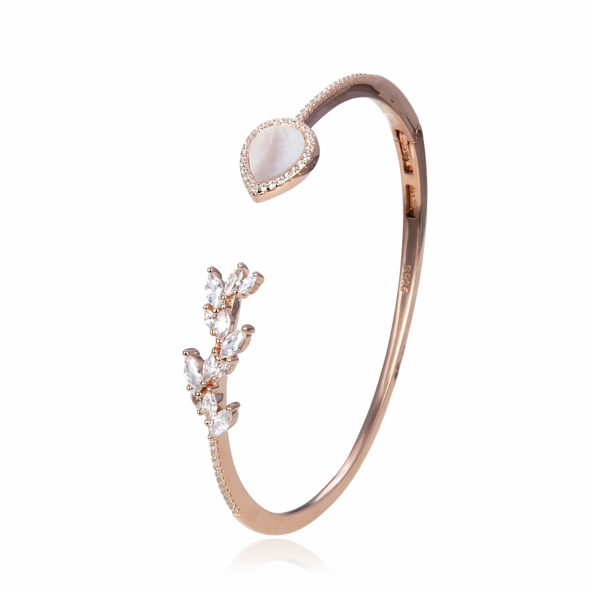 Bieauli Bracelet Rose Gold with White Stone Gold Teardrop Bracelet