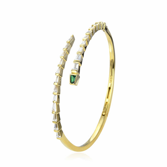 Bieauli Bracelet Serpent Bracelet with Green Emerald Eyes