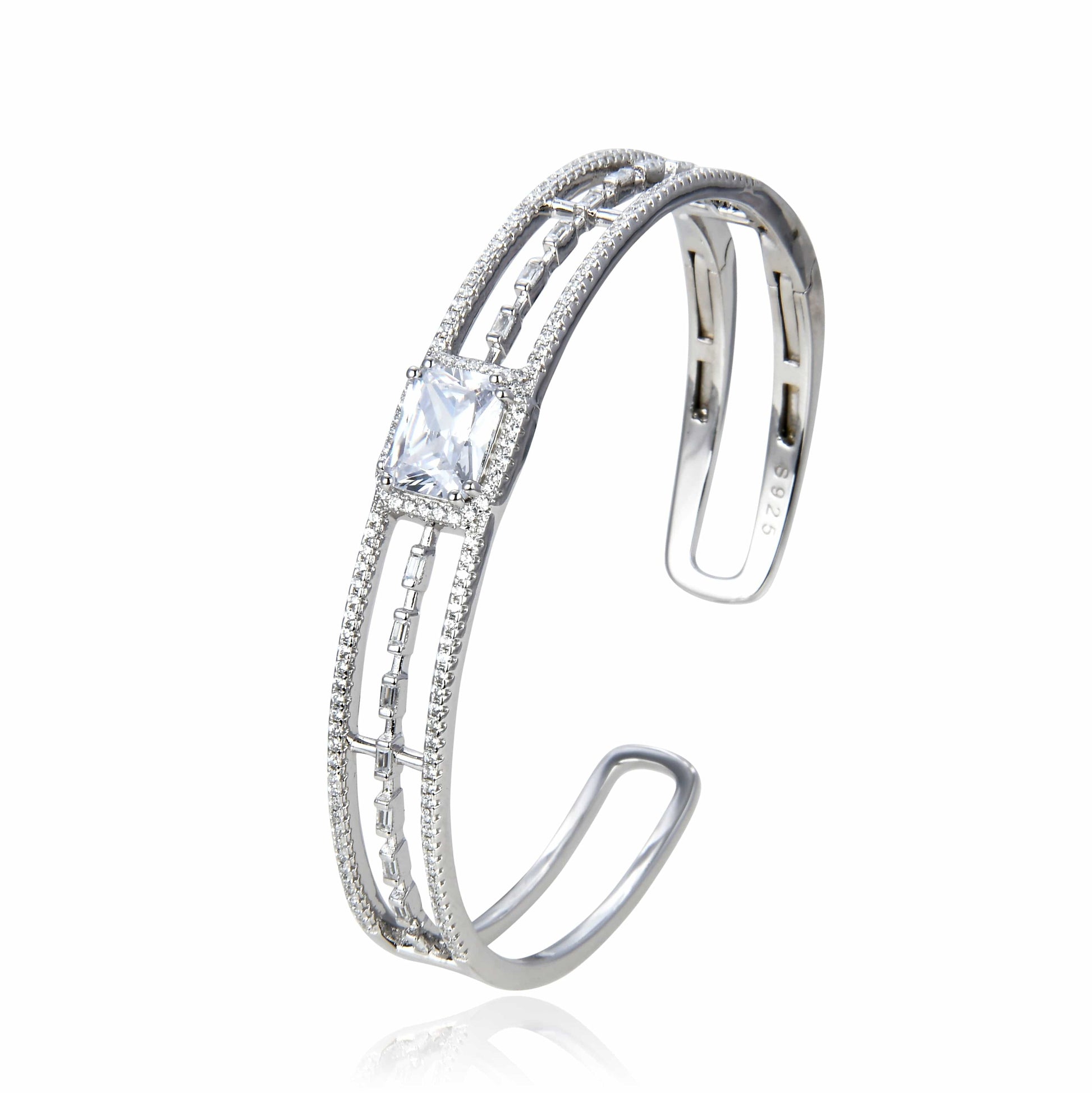 Bieauli Bracelet Triple Band Bracelet with Central Gemstone