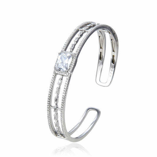 Bieauli Bracelet Triple Band Bracelet with Central Gemstone