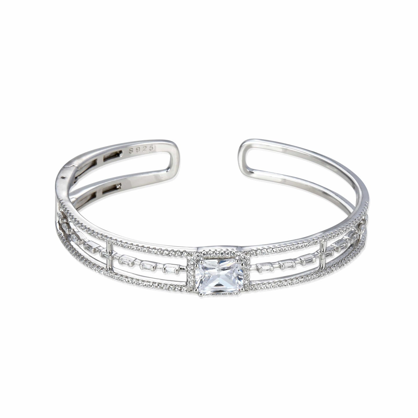 Bieauli Bracelet Triple Band Bracelet with Central Gemstone