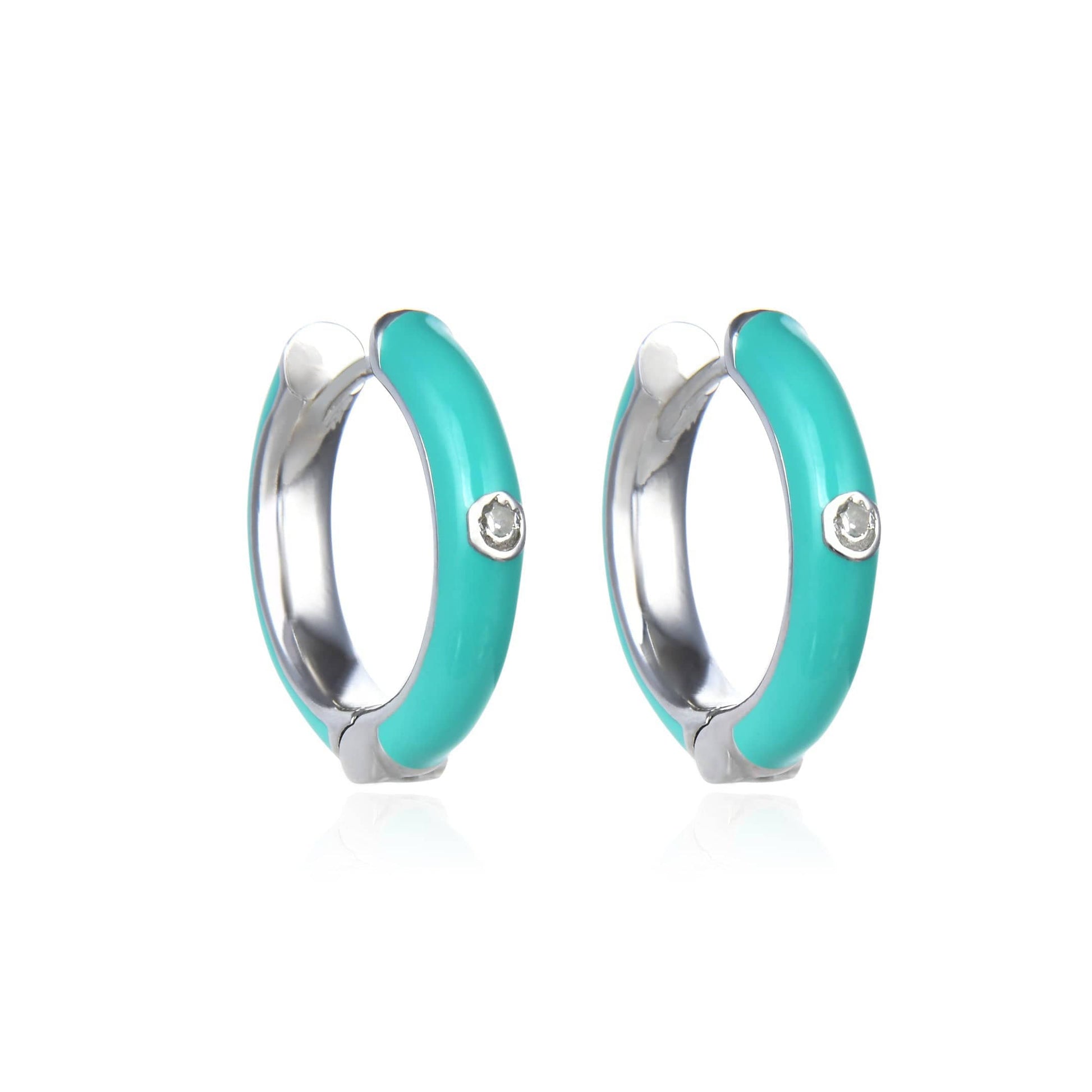 Bieauli Earrings aqua Sterling Silver Round Earrings