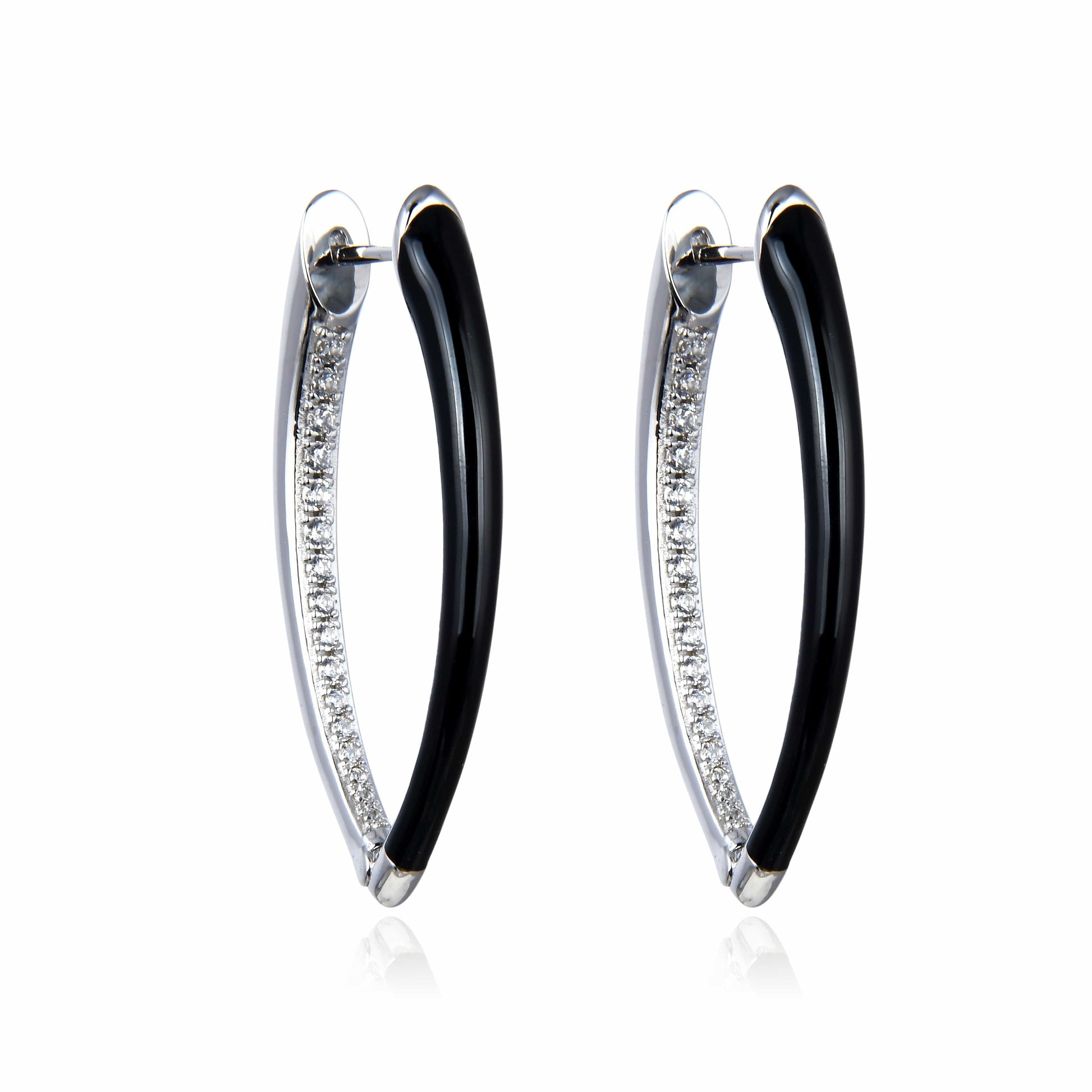 Bieauli Earrings black Gold Oval Earrings Large Earrings