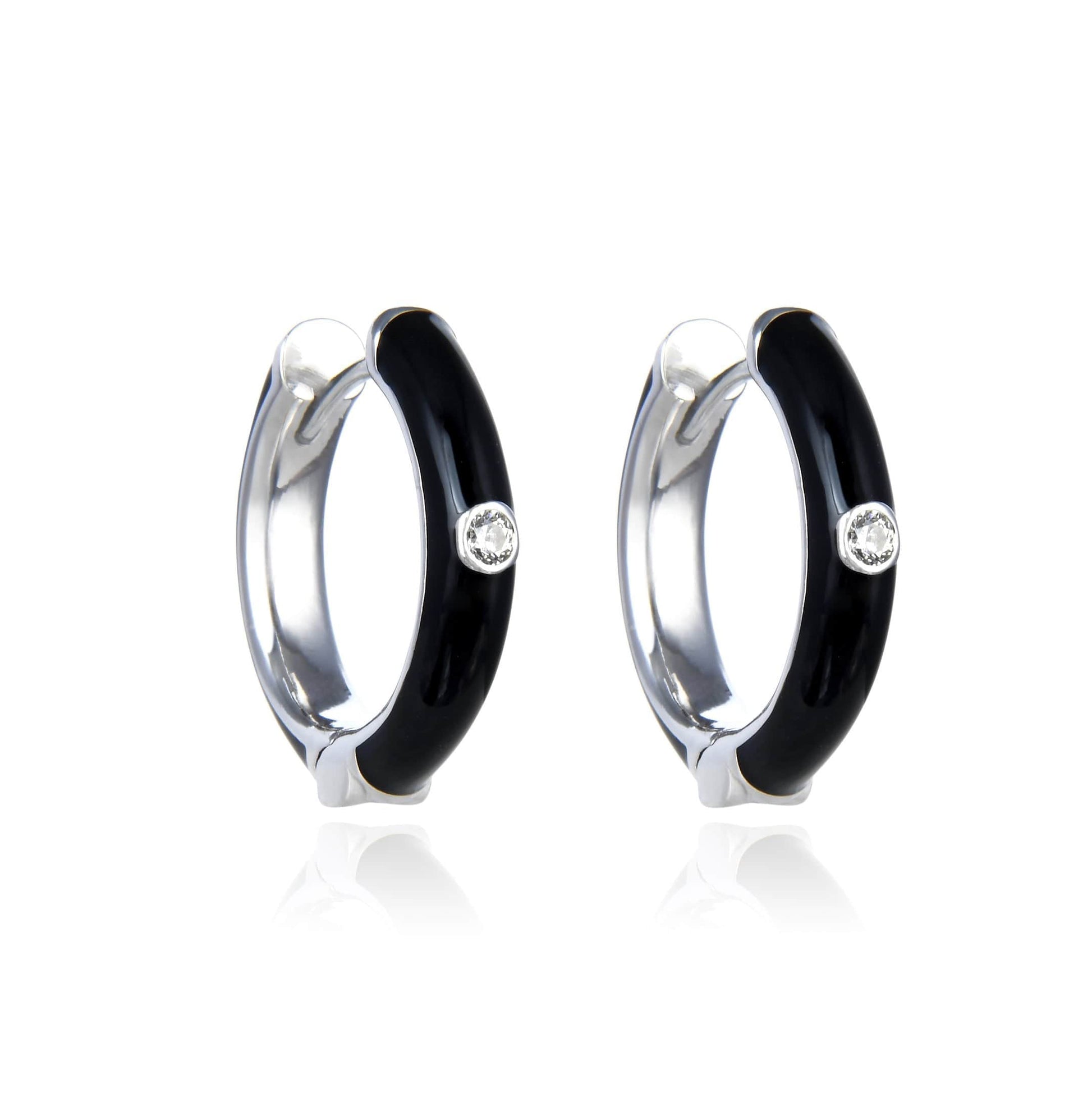 Bieauli Earrings black Sterling Silver Round Earrings