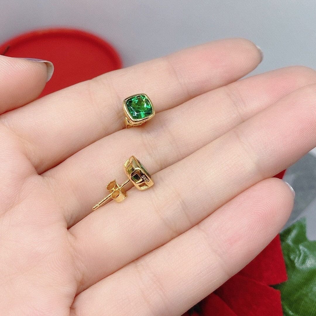 Bieauli Earrings Gold & Emerald Earrings - May birthstone