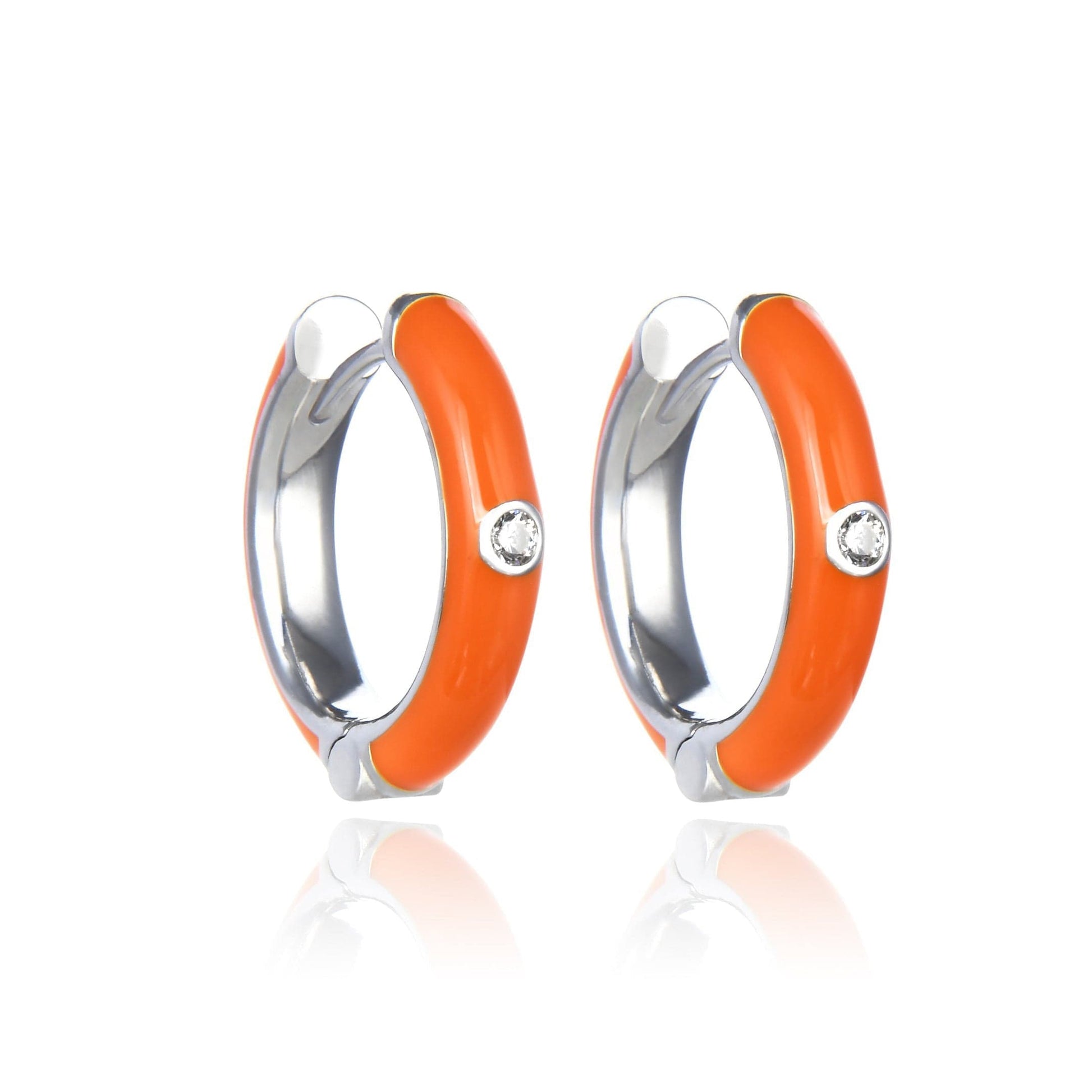 Bieauli Earrings orange Sterling Silver Round Earrings