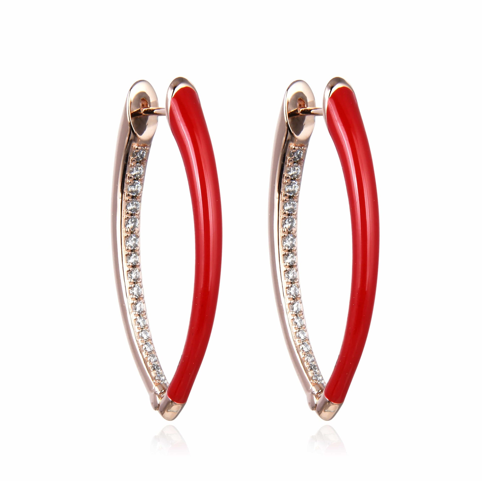 Bieauli Earrings red Gold Oval Earrings Large Earrings