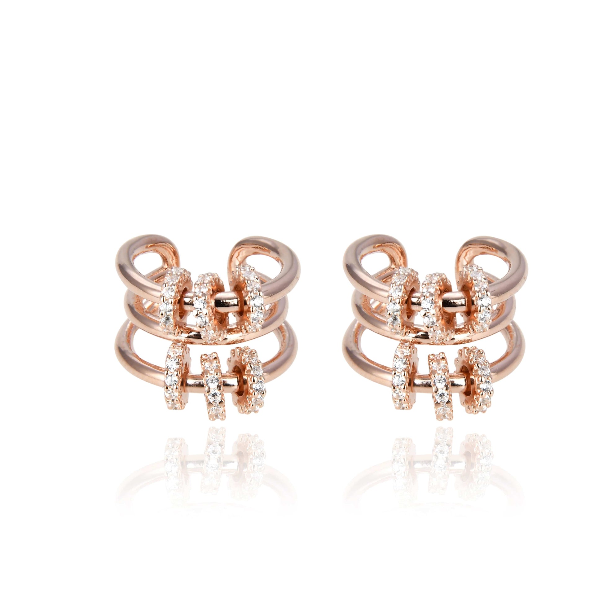 Bieauli Earrings rose gold Triple Band Ear Clips