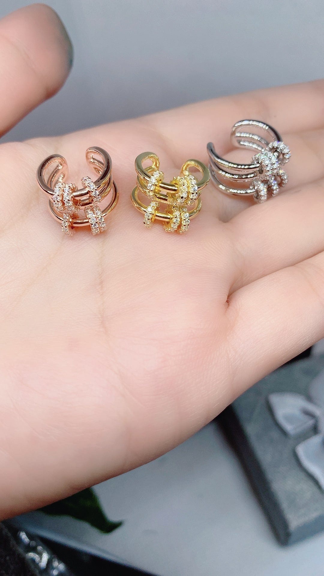 Bieauli Earrings Triple Band Ear Clips
