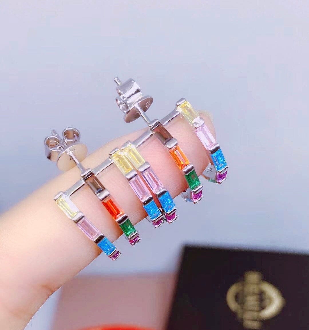 Bieauli Earrings Triplet Rainbow Multi-colored Earrings