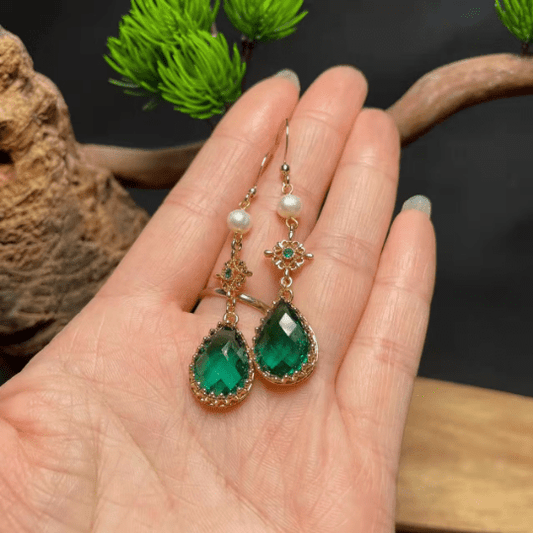 Bieauli Earrings Vintage Green Teardrop Earrings