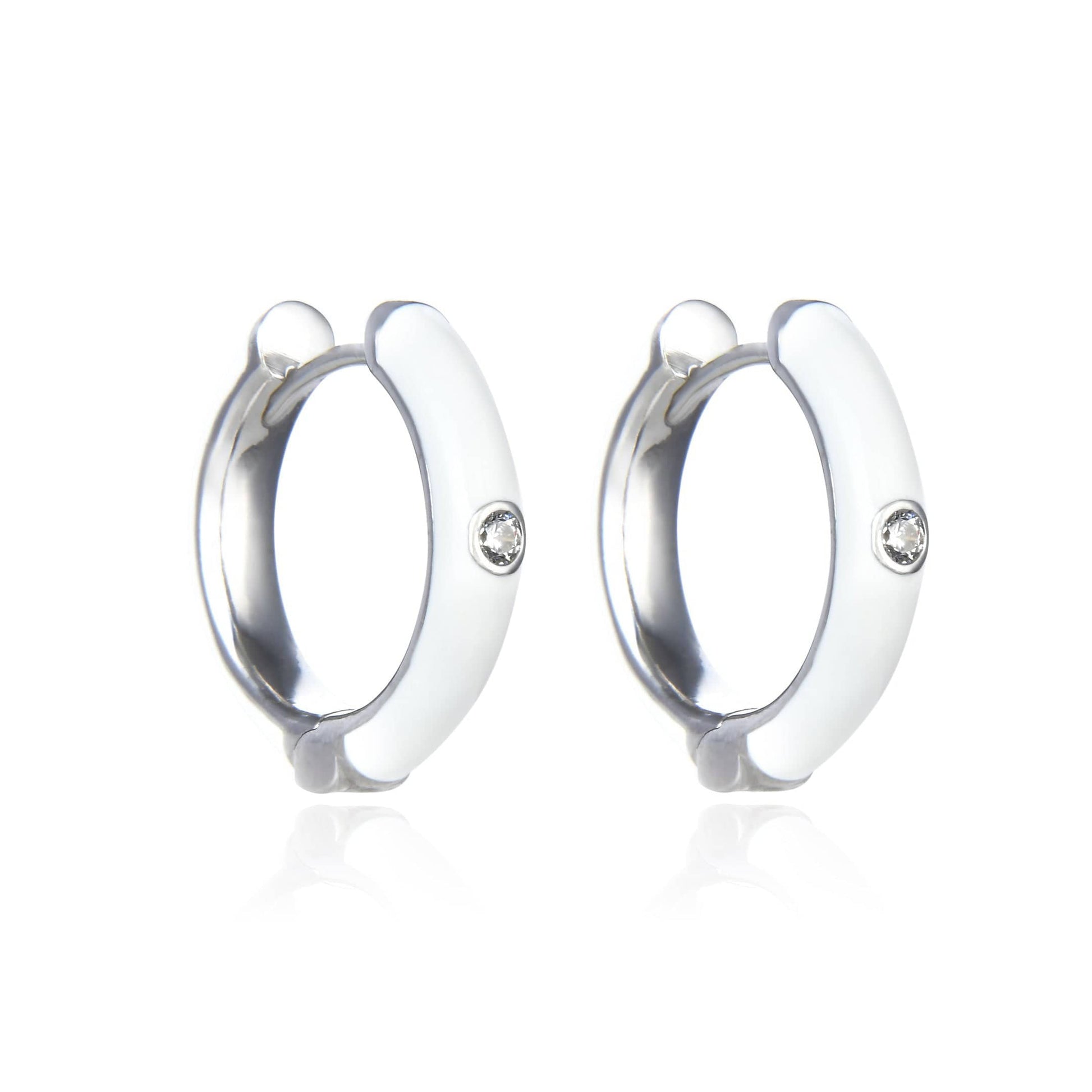 Bieauli Earrings white Sterling Silver Round Earrings
