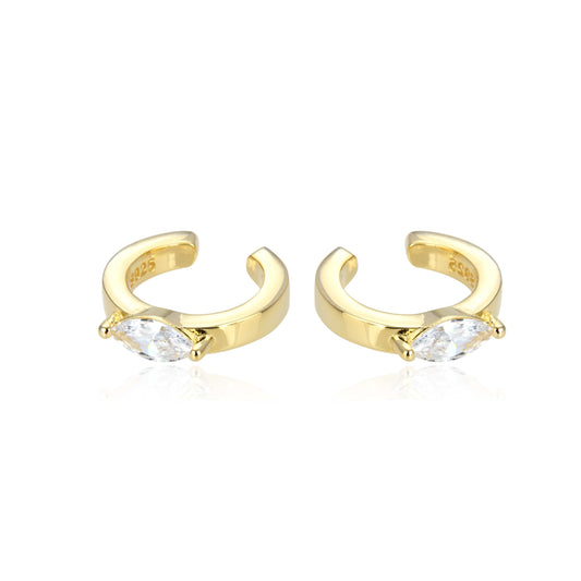 Bieauli Earrings yellow gold Small Gold Band Clip Earrings
