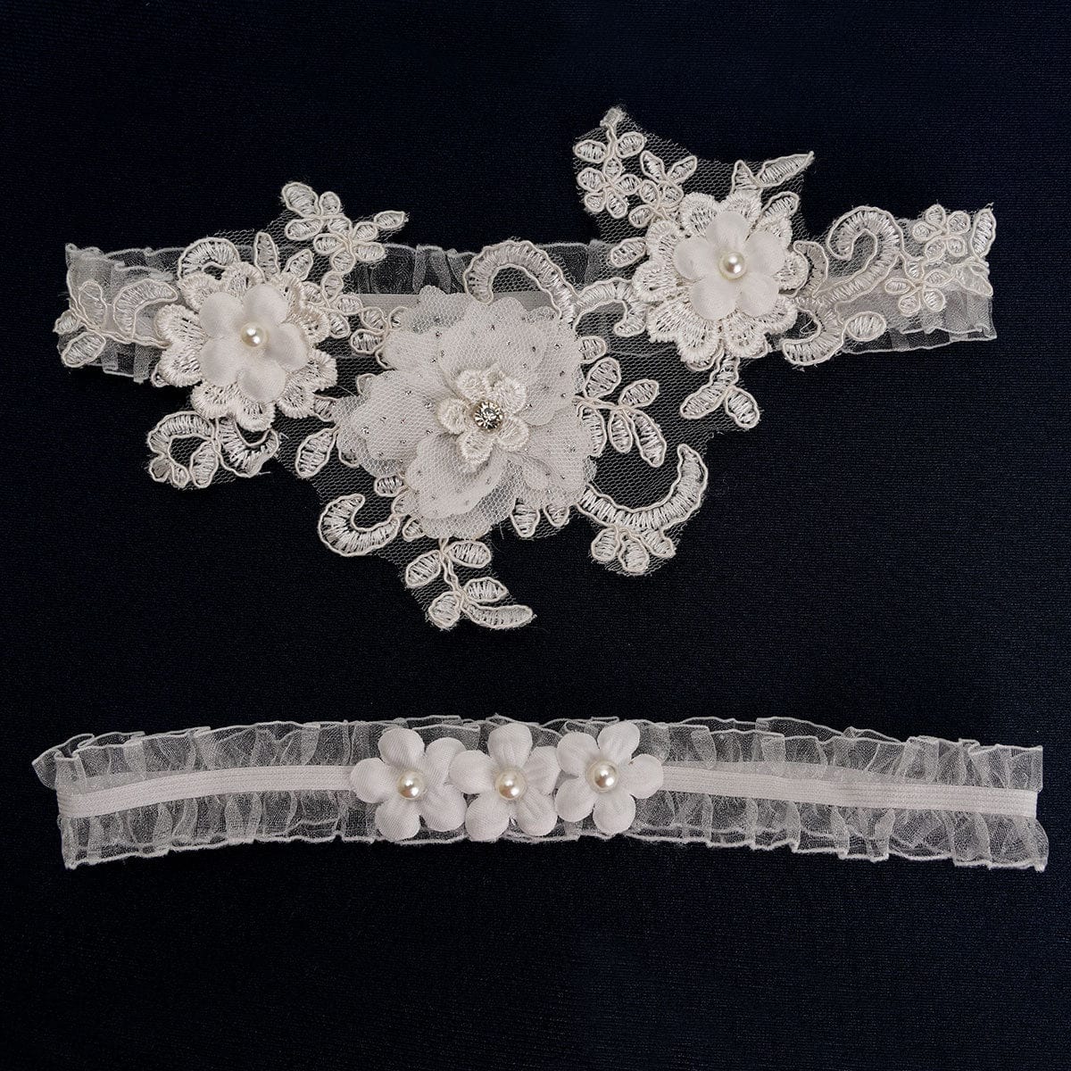 Bieauli garters White floral lace bridal wedding garter, bridal floral garter, fairytale wedding garter