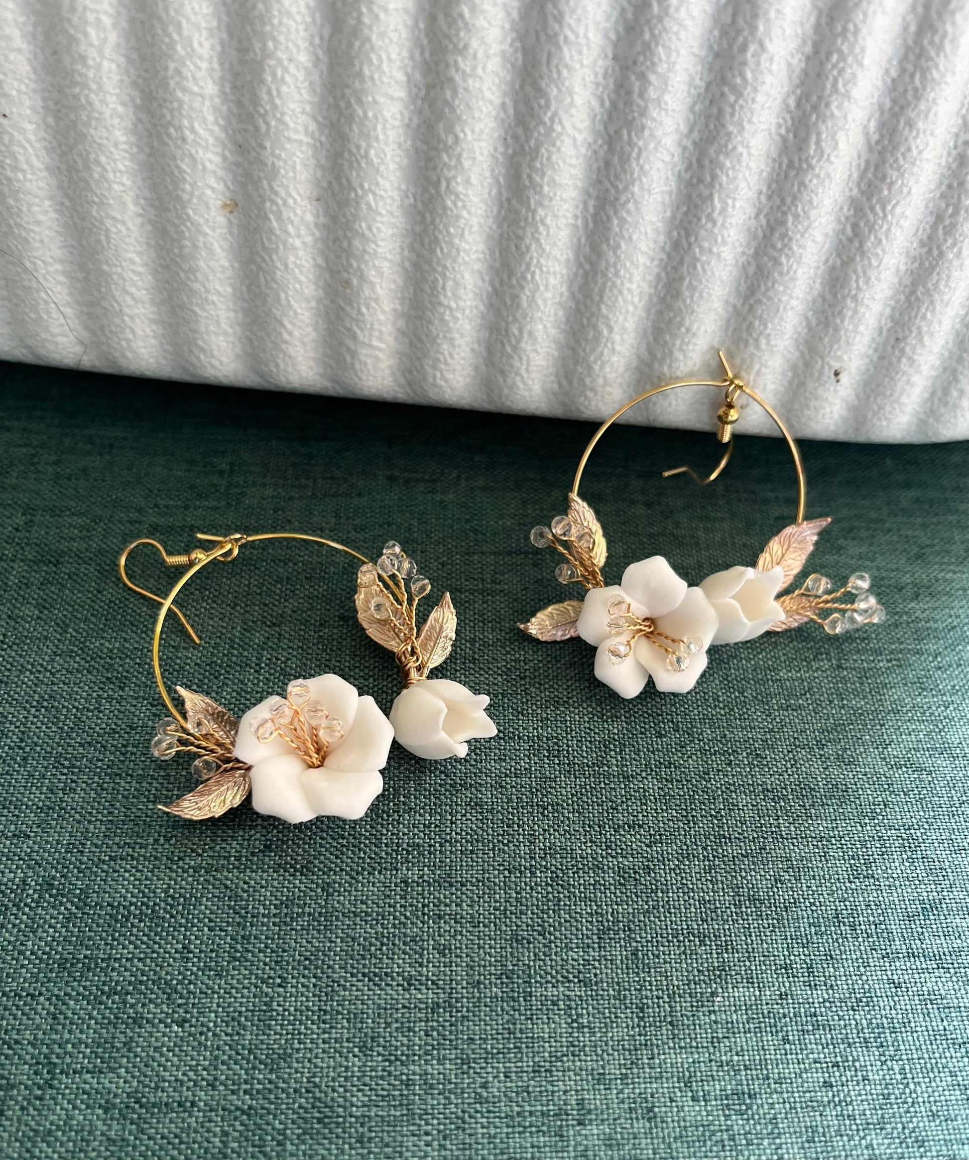 Bieauli Jewellery London Earrings Bridal Earrings, Polymer Clay Earrings, Flower Earrings, Wedding Earrings, Boho Hoop Earrings, Bride Earrings