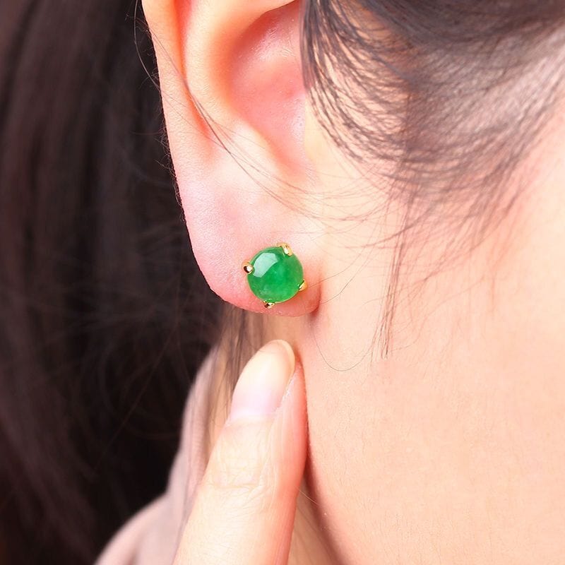 Bieauli Jewellery London Earrings Emerald Stud 14K Gold-Plated Earrings