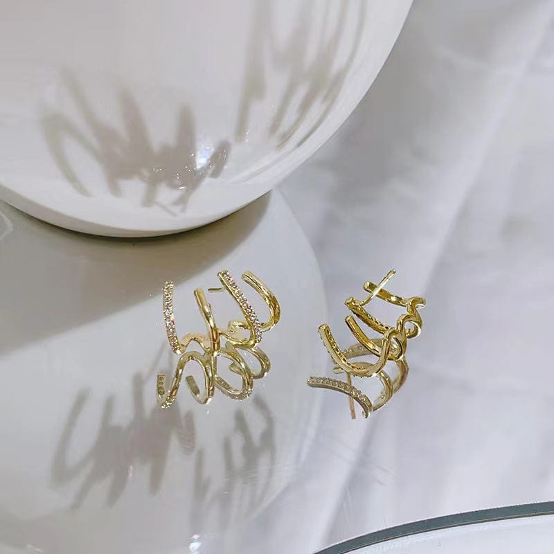 Bieauli Jewellery London Earrings Gold Four-claw Ear Row Earrings
