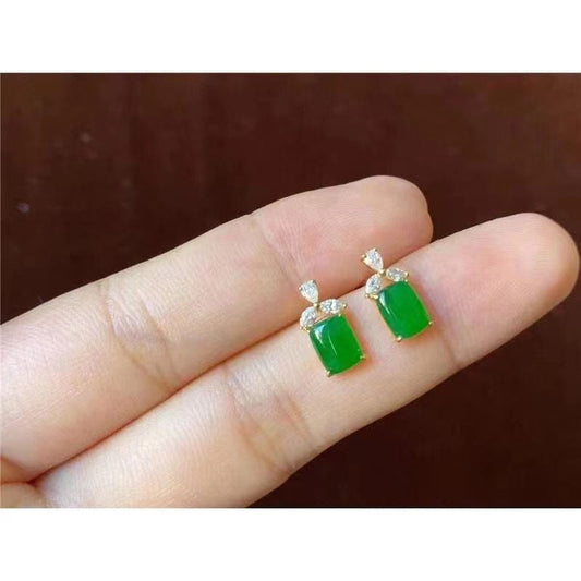 Bieauli Jewellery London Earrings High Bingyang Chalcedony S925 Silver Plated Inlaid Diamond Earrings