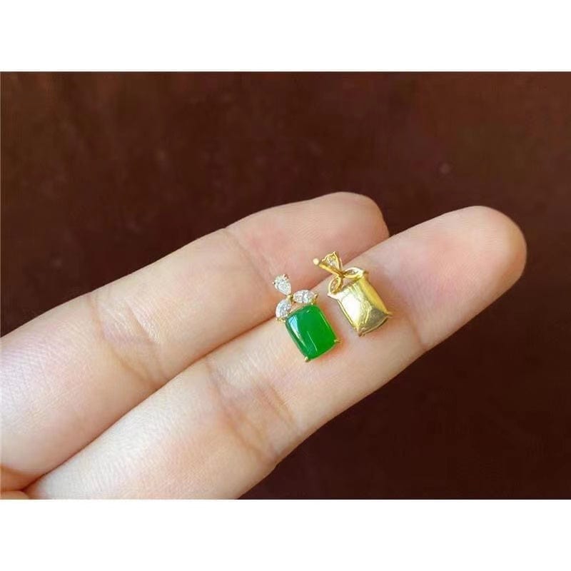 Bieauli Jewellery London Earrings High Bingyang Chalcedony S925 Silver Plated Inlaid Diamond Earrings