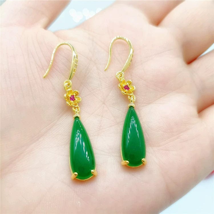 Bieauli Jewellery London Earrings Natural Jadeite Earrings in Emerald Green