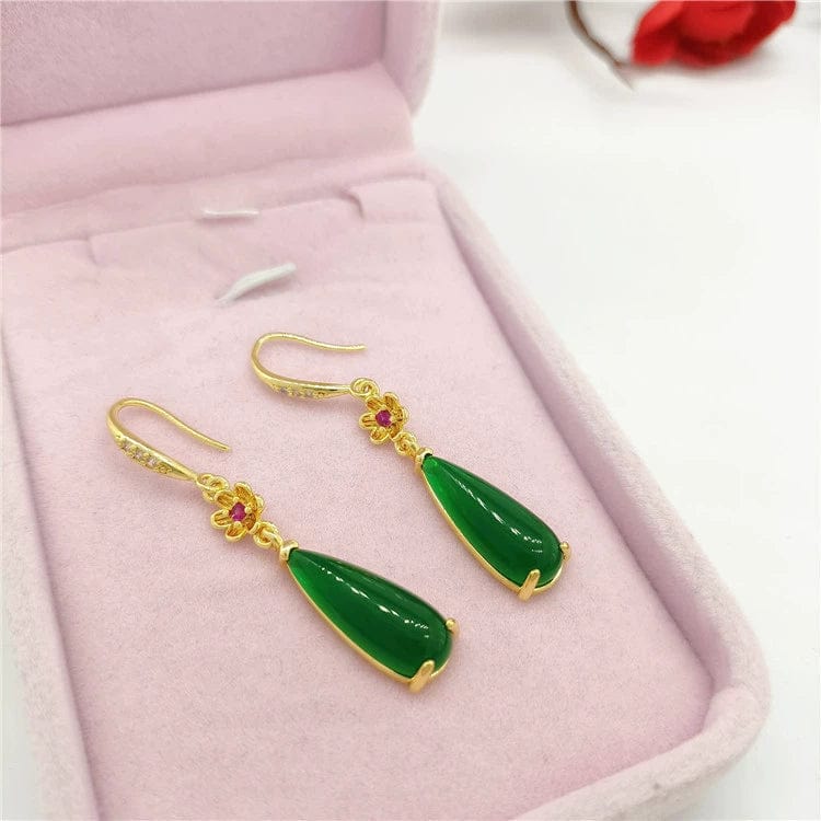 Bieauli Jewellery London Earrings Natural Jadeite Earrings in Emerald Green